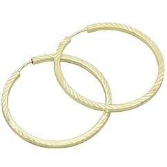 Stříbrné pozlacené vzorované náušnice kruhy 57mm, šířka 2mm