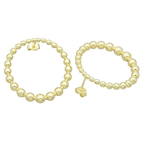 Pozlacené stříbrné náušnice kulaté 32mm na puzetu