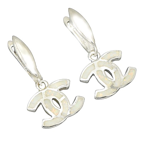 Náušnice stříbro 925/1000 rhodiované s bílým opálem