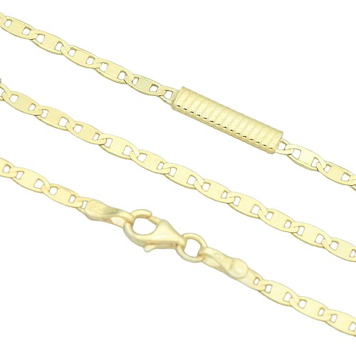 Stříbrný řetízek pozlacený vzor Marine s destičkami 3,5mm délka 60cm