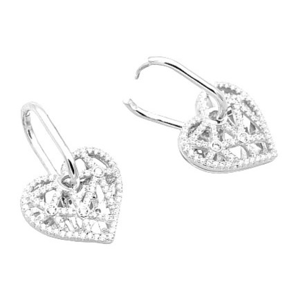 Dámské luxusní rhodiované náušnice srdíčka se zirkony