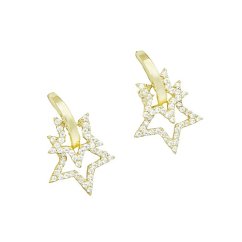 Stříbrné pozlacené náušnice kroužky s hvězdičkami