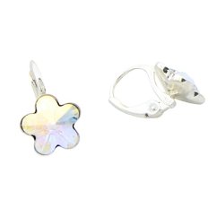 Stříbrné náušnice Swarovski kytičky crystal AB 10mm