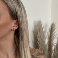 Stříbrné náušnice kruhy rhodiované stříbro 12mm s kamínkami