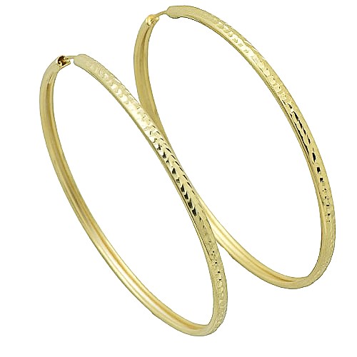 Strieborné náušnice kruhy vzorované 66mm pozlátené