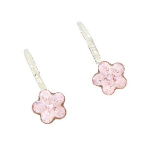 Strieborné náušnice Swarovski kvietky light rose 6mm