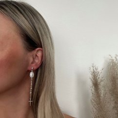 Stříbrné náušnice růženec visací na puzetu