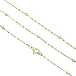 Strieborná pozlátená retiazka lanko zdobené guličkami 2mm