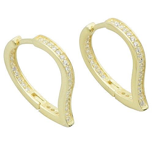 Pozlacené náušnice luxusní srdce se zirkony 20mm