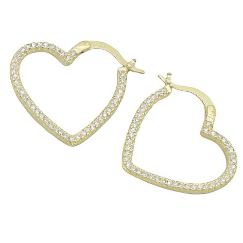 Náušnice stříbrné luxusní srdce 23mm pozlacené