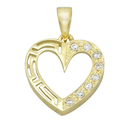 Stříbrný přívěšek srdce se zirkony stříbro 925/1000 pozlacené 26mm