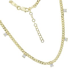 Pozlacený stříbrný náhrdelník se sedmi bílými zirkony