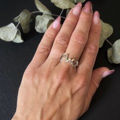 Prsten srdce s pulsní křivkou stříbro 925/1000 rhodiované