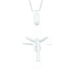 Stříbrný přívěšek hladký křížek s Ježíšem 35mm