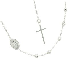 Stříbrný náramek s křížkem a madonkou