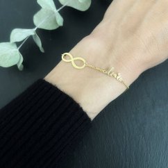 Stříbrný pozlacený náramek infinity