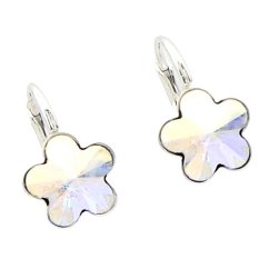 Stříbrné náušnice Swarovski kytičky crystal AB 10mm