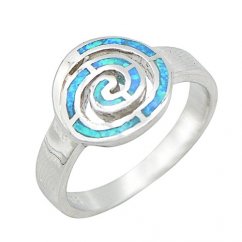 Strieborný prsteň špirála s modrým opálom