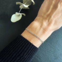 Stříbrný náramek figaro 3mm rhodiovaný