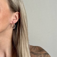 Stříbrné náušnice kruhy s kamínky 25mm rhodiované