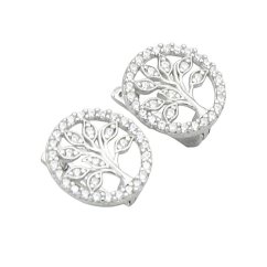Stříbrné náušnice strom života 14mm rhodiované
