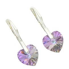 Stříbrné náušnice Swarovski vitrail light srdce 25mm