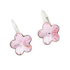 Stříbrné náušnice Swarovski kytičky světle růžové 10mm