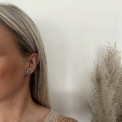 Stříbrné náušnice  s modrým opálem na puzetu stříbro 925/1000 rhodiované