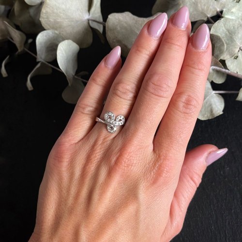 Prsten s kamínky stříbro 925/1000 rhodiované - Velikost prstenu: 51