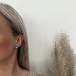 Stříbrné náušnice  s modrým opálem na puzetu stříbro 925/1000 rhodiované