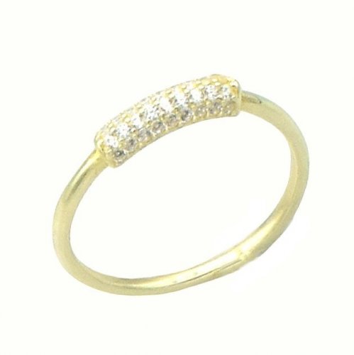 Stříbrný prsten s kamínky pozlacený 3mm - Velikost prstenu: 49