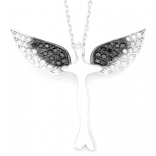 Stříbrný přívěšek rhodiovaný s kamínkama andělíček včetně řetízku