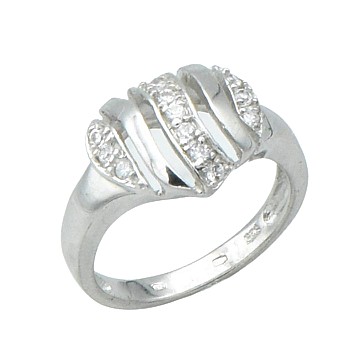 Prsten srdce s kamínky stříbro 925/1000 rhodiované - Velikost prstenu: 54
