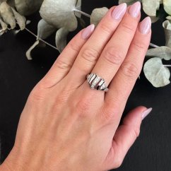 Prsten srdce s kamínky stříbro 925/1000 rhodiované