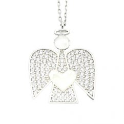 Stříbrný přívěšek rhodiovaný andělíček včetně řetízku