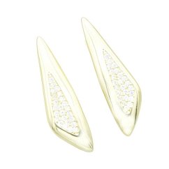 Stříbrné náušnice visací s kamínky stříbro 925/1000 pozlacené 32mm