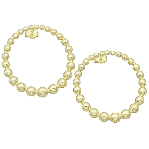 Pozlacené stříbrné náušnice kulaté 32mm na puzetu