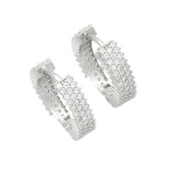 Stříbrné luxusní náušnice kruhy se zirkony 16mm rhodiované