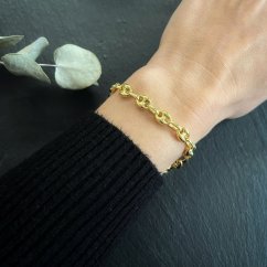 Stříbrný náramek pozlacený model kávové zrno