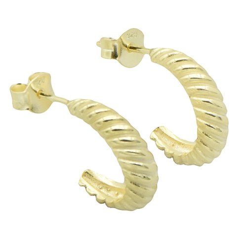 Stříbrné půlkruhy s rytím průměr 13mm pozlacené