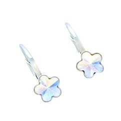 Stříbrné náušnice Swarovski kytičky crystal AB 6mm