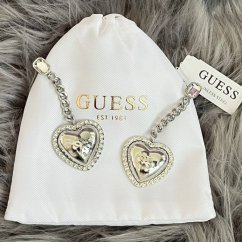 Visací náušnice 64mm GUESS srdíčka z chirurgické oceli