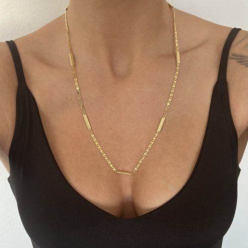 Stříbrný řetízek pozlacený vzor Marine s destičkami 3,5mm délka 60cm