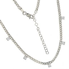 Rhodiovaný náhrdelník se sedmi bílými zirkony