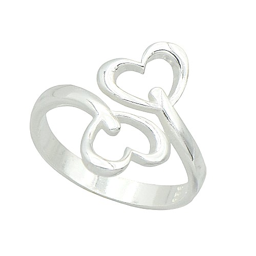 Stříbrný prsten se srdíčky roztahovací