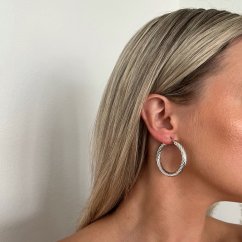 Stříbrné rhodiované náušnice kruhy šířka 5mm průměr 40mm