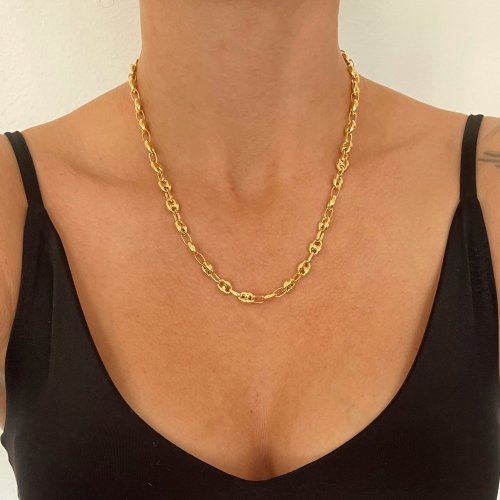 Stříbrný řetízek pozlacený model kávové zrno