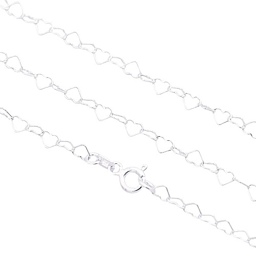 Stříbrný řetízek dámský 3mm srdíčkový 50cm