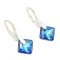 Strieborné náušnice Swarovski 8mm crystal bermuda blue