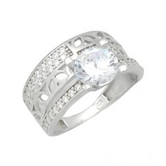 Stříbrný prsten luxusní se zirkony rhodiovaný